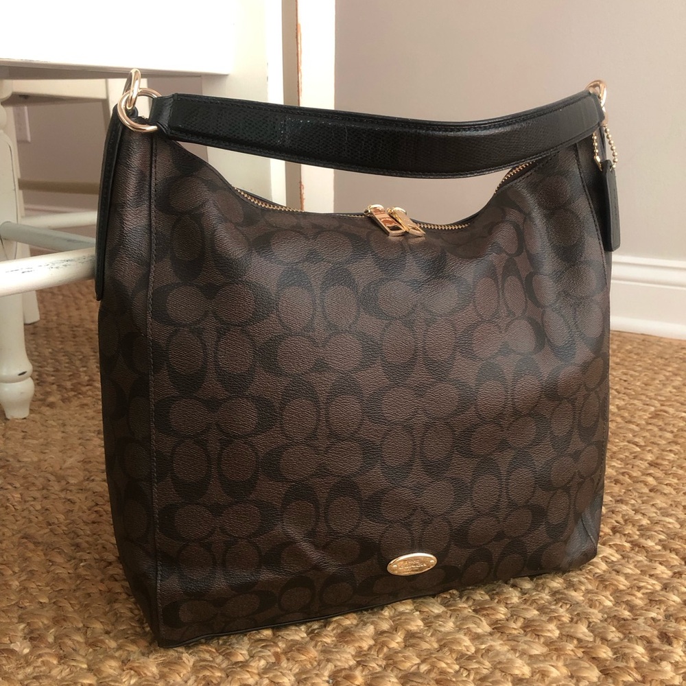 Coach Hobo in Signature Logo. Brown. - Picture 4 of 14